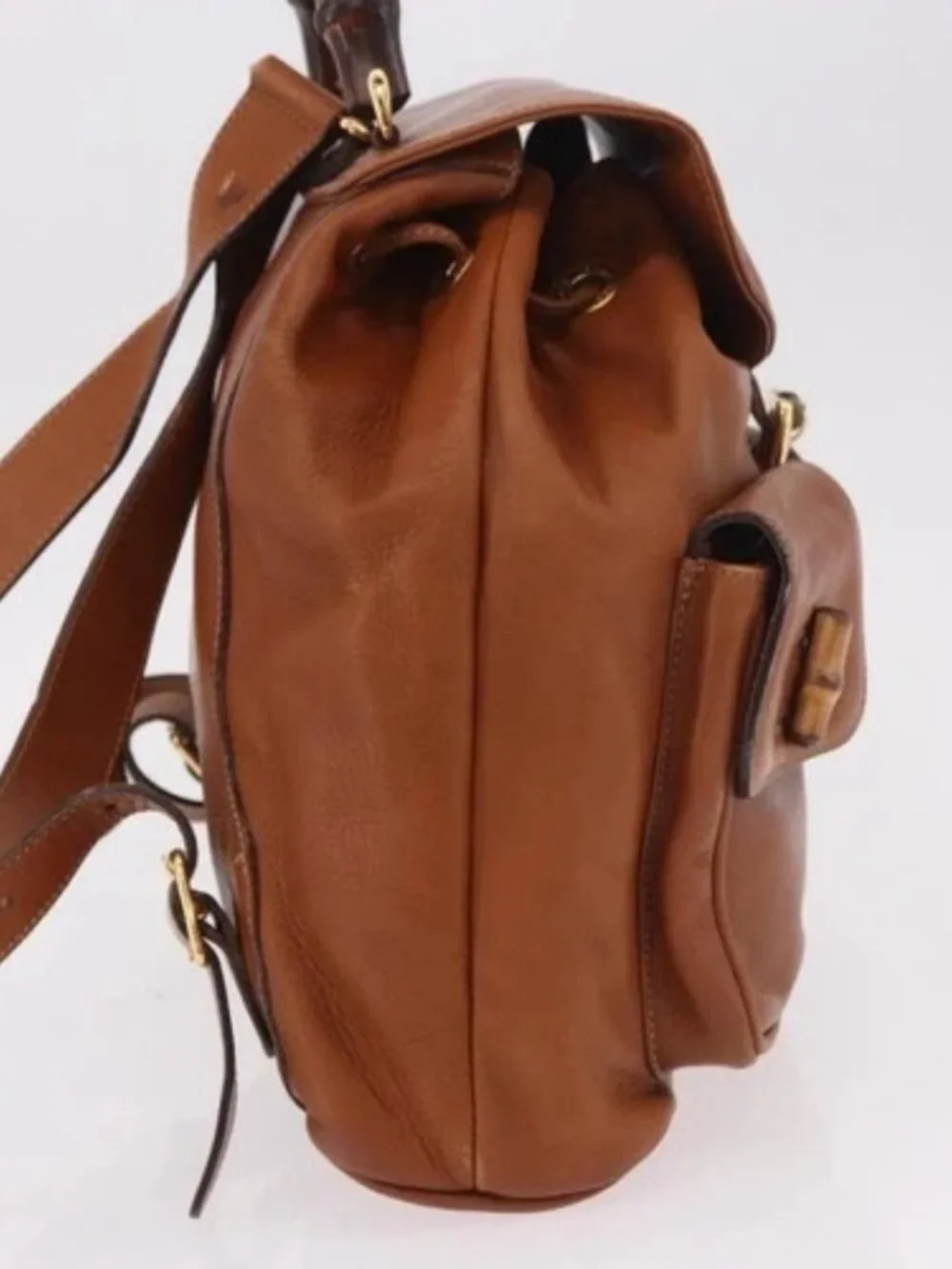 GUCCI Bamboo Backpack Leather Brown Gold 003 58 0016 Auth bs35671